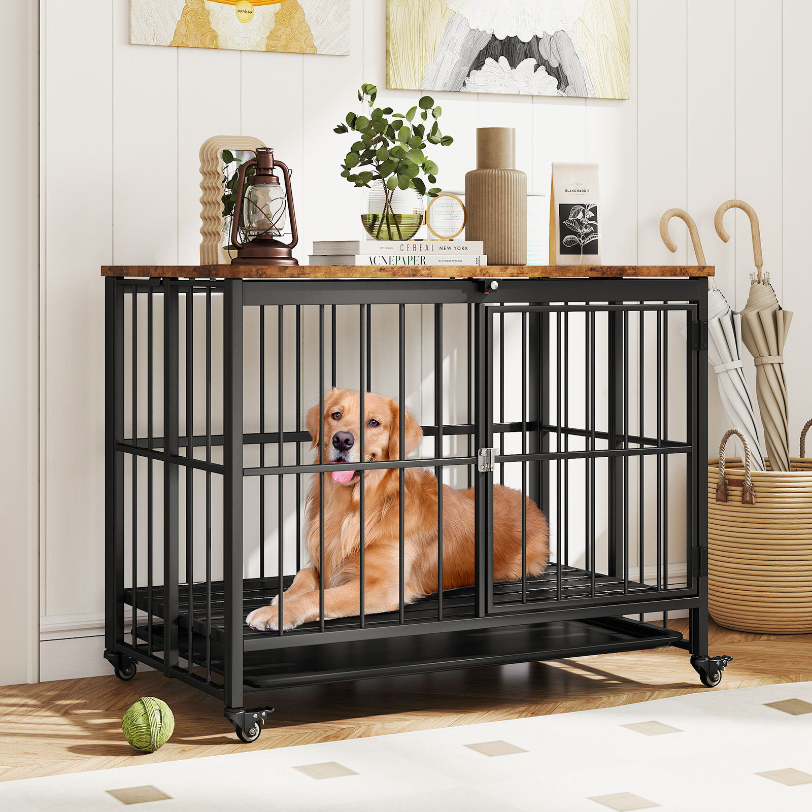 Tucker Murphy Pet™ Foldable Dog Crate Furniture w/Removable Tray ...