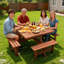 Ensemble de salle à manger de patio en bois durable, grande table carrée pour la famille et le jardin