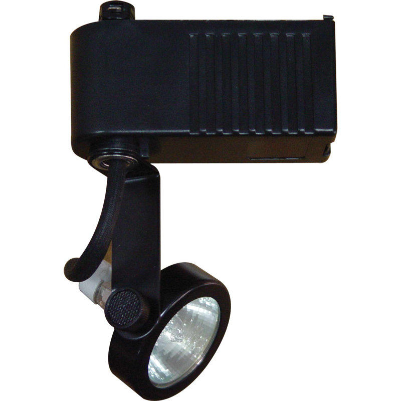  1-Light Indoor Black Mini Horizontal Adjustable Small Low-Voltage (12V) Track Head with Open Back Gimbal Ring, Black
