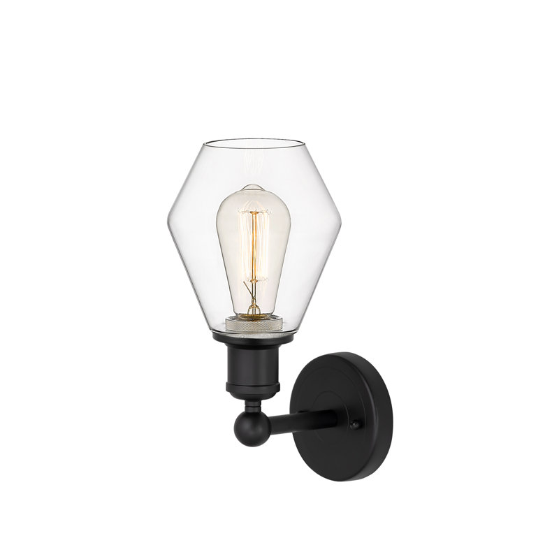 Amylea Armed Sconce, Matte Black, Clear