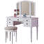 Ensemble de meuble-lavabo de chambre à coucher contemporain avec tiroirs de tabouret à miroir pliables de couleur blanche-2082824426