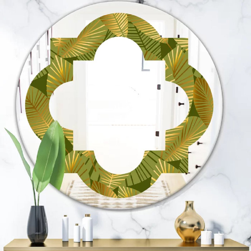 Miroir mural sans cadre Quatrefoil Leaves I Eclectic, 23,6 po x 23,6 po