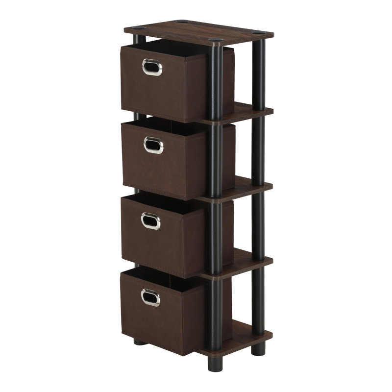 Daanyal 73.2cm H x 28.7cm W Cube Bookcase, Columbia Walnut/Black/Dark Brown