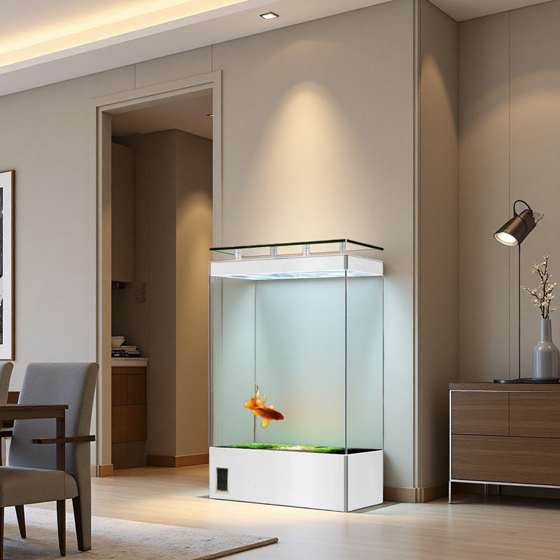White Rectangular Modern Eco Aquarium Tank, 84 Gallon (55.7"H x 39.3"W x 15.7"D)