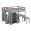 Lit mezzanine multifonctionnel pour enfants et adolescents - Escaliers de rangement, bureau, bibliothèque, tiroirs et garde-robe-474107219-474107214
