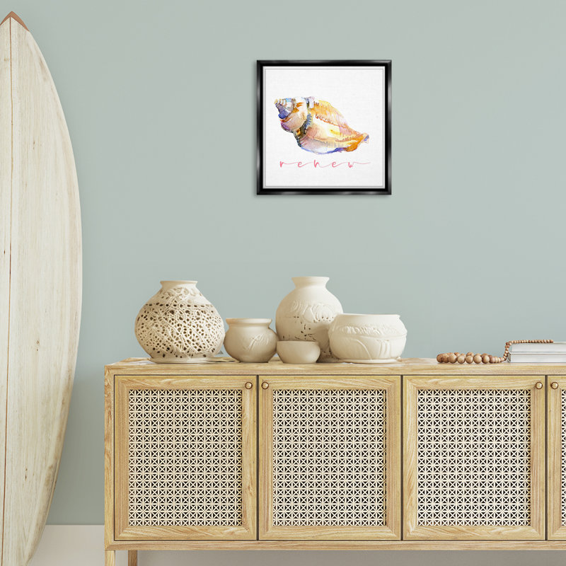 «Conch Shell Renew» par John Keeling, Cadre flottant noir de jais, H 18 po x l 18 po