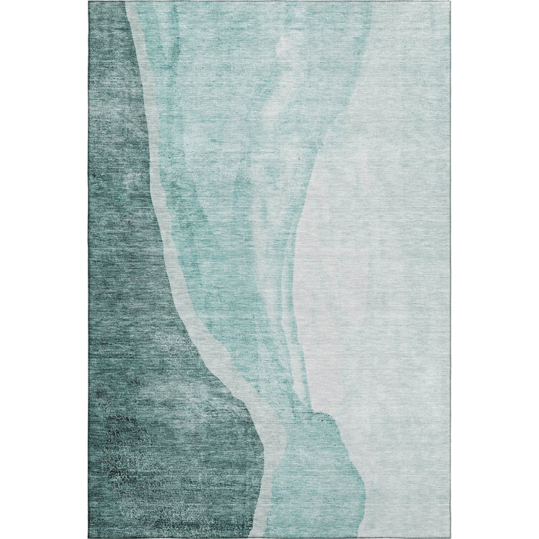 Premium Machine Washable Prisco Teal Rug