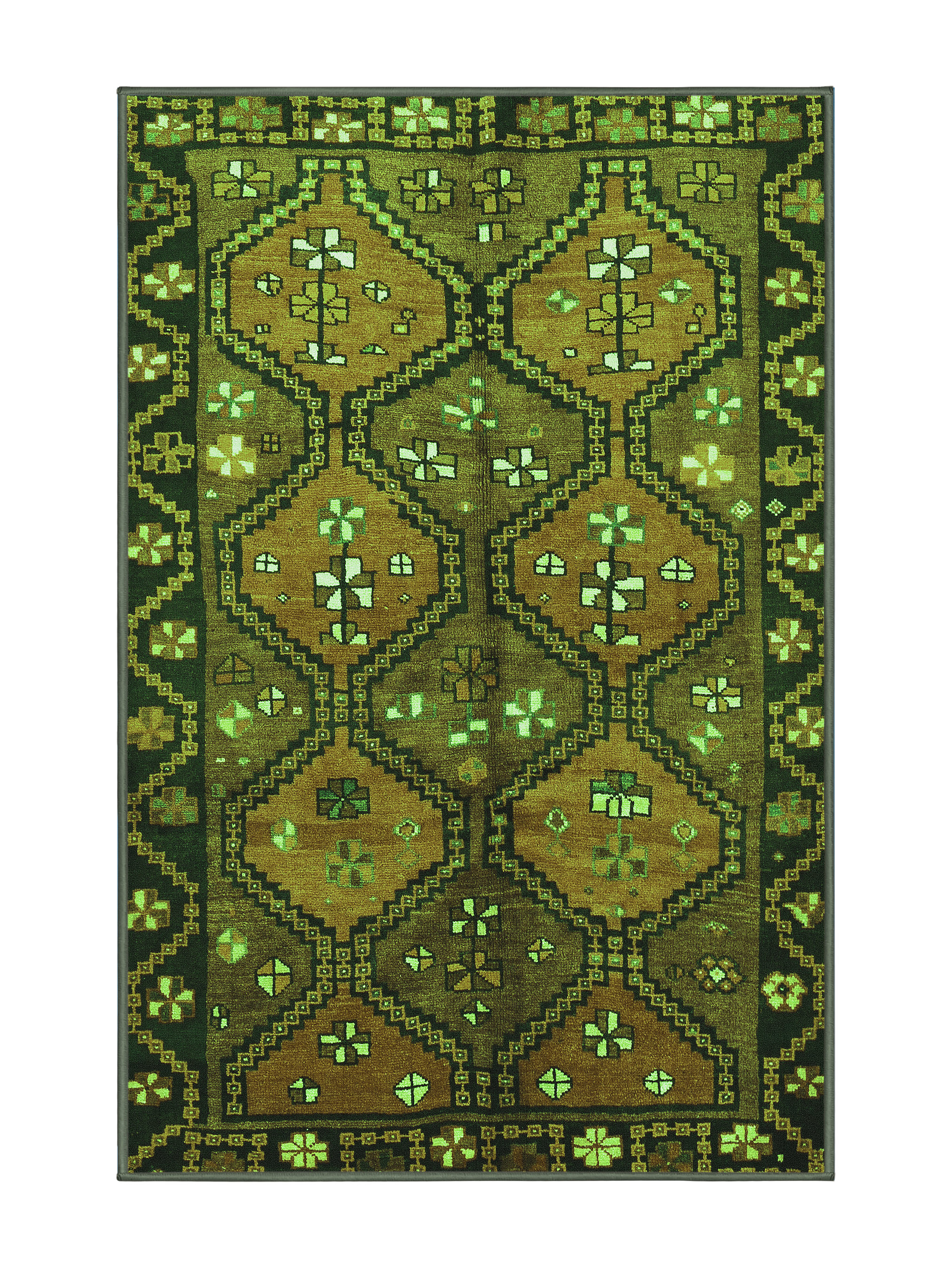 Green Roses Rug Bungalow Rose Traditional 645 Green Machine Washable Area Rugs ...