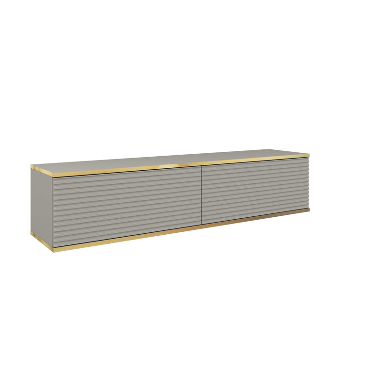 Perina TV Stand, 30cm H x 135cm W, Grey/Gold