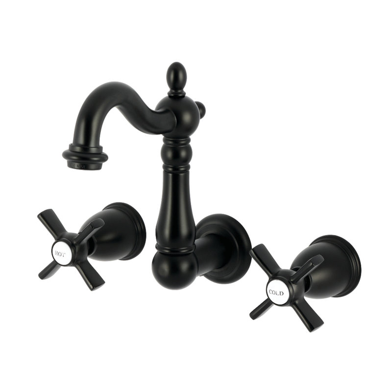 Robinet de salle de bain mural 3 trous Kingston, Noir mat
