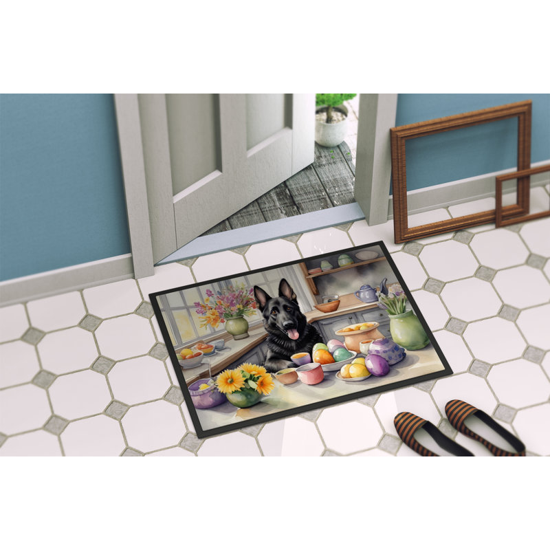 Decorating Easter German Shepherd Doormat, 18" W x 27" L
