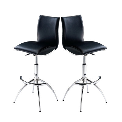 De 2 chaises de bar pivotantes modernes, noires, avec pieds, hauteur réglable de 26 à 30 po, tabourets d'apparence impeccable, conception avec une hauteur de 26 à 30 po, siège en mousse haute densité, attention à la propreté