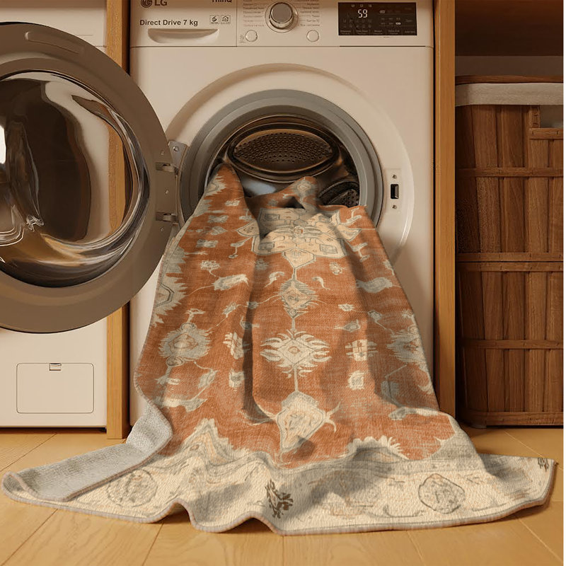 Machine Washable Overdyed Brown Area Rug, Rectangle 2' x 3'