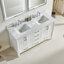 Meuble-lavabo double autoportant de 60 po avec poignées noires supplémentaires