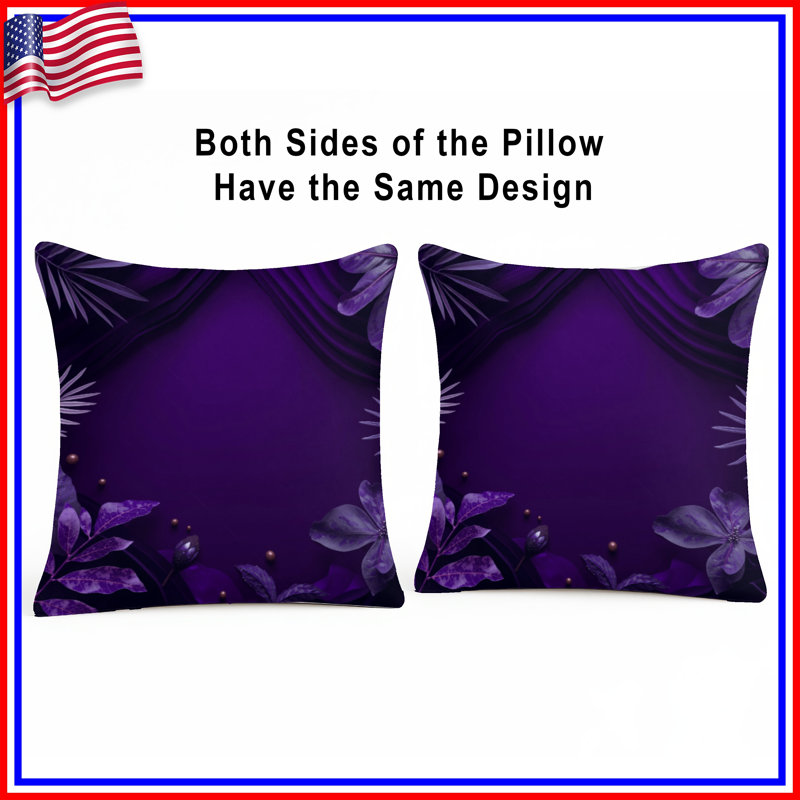 Coussins décoratifs mauves à motif floral, 20 x 20 pouces