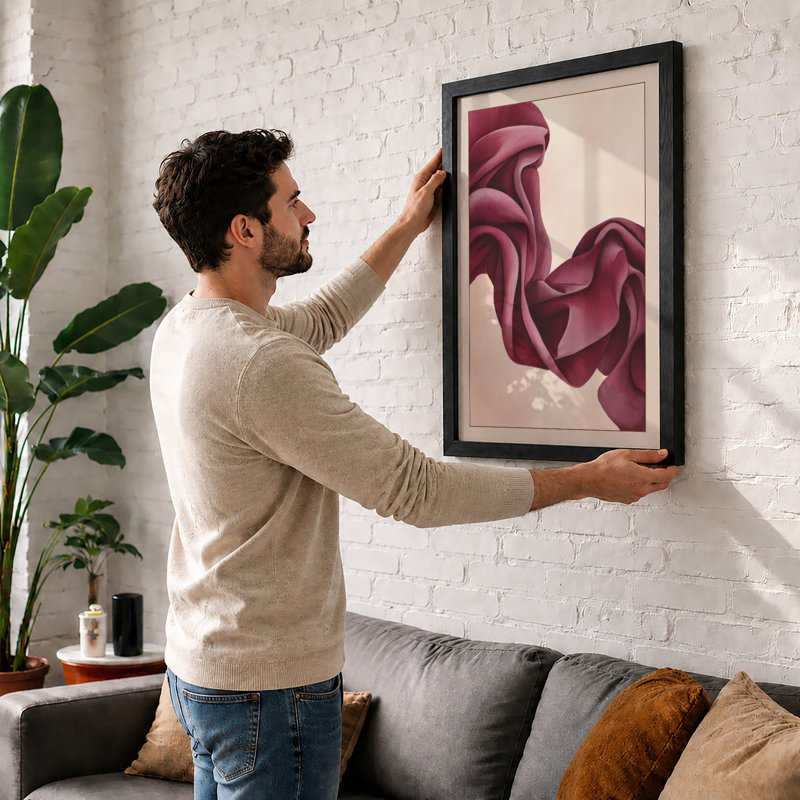 Flowing Forms Abstract - Framed Print, A4 - 29.7 x 21.0 cm, Black