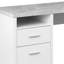 Bureau d'ordinateur en L 78 po avec deux tiroirs gris et argent