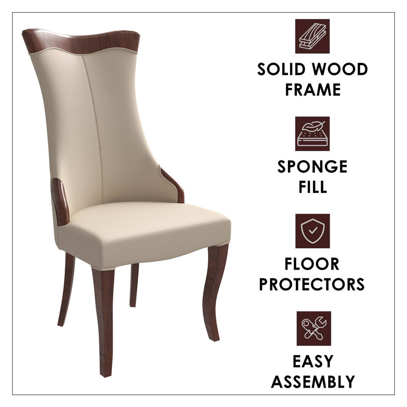Miramar Upholstered Dining Chair With Rubberwood Legs And High-Back Design, 1, Light Taupe
