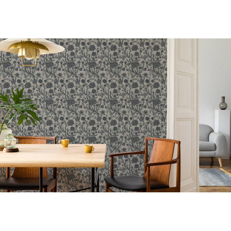 Blooming Thicket - Wallpaper, Ash, Peel & Stick