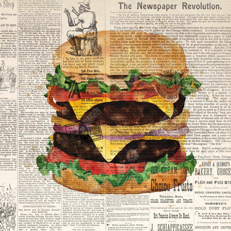 «Vintage Style All Dressed Double Cheeseburger» sur toile