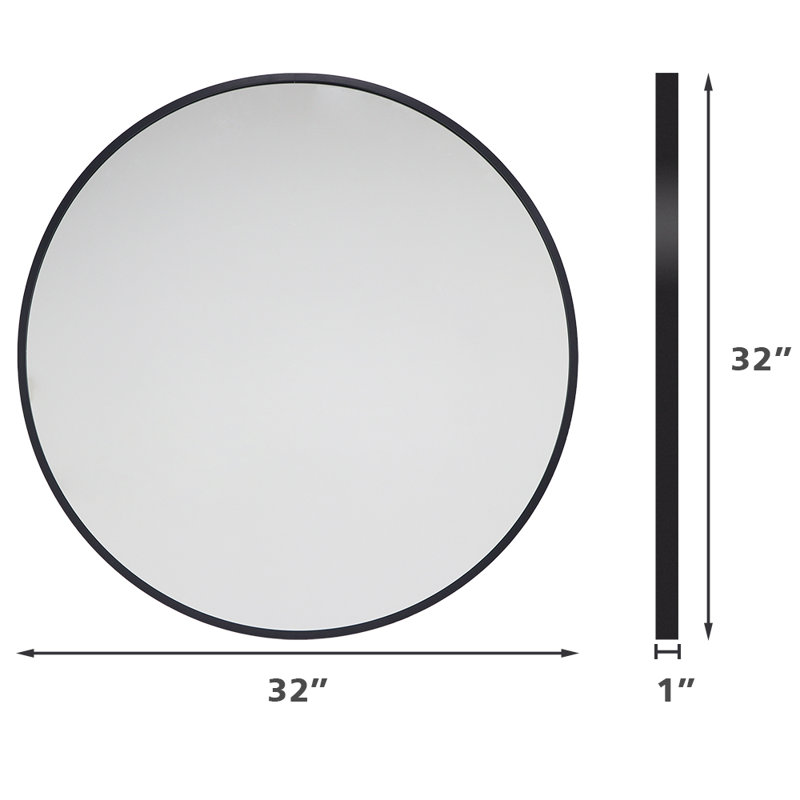 Aluminium Framed Wall Mounted Mirror, 32" x 32", Black