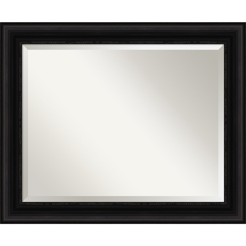 Ghazi Flat Wall Mirror, 28" x 34", Antique Black