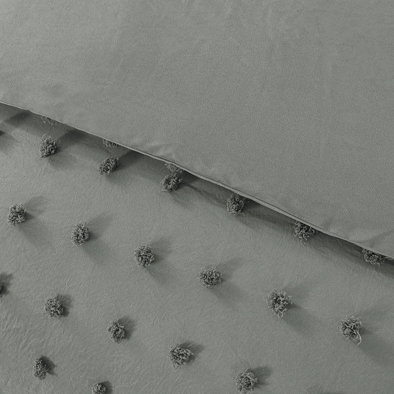 Ring Stitch Comforter, Twin Comforter + 1 Standard  Sham, Dark Gray