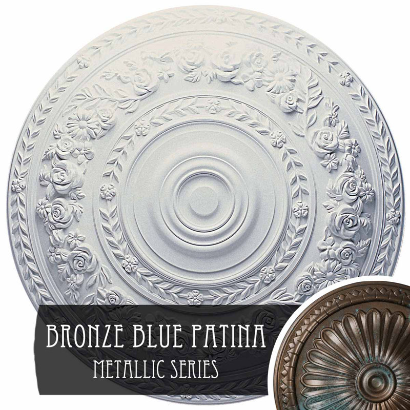 33 médaillon de plafond rose P 7 7/8 po x P 2 3/8 po (convient aux auvents jusqu'à 13 1/2 po), Patine bleue bronze