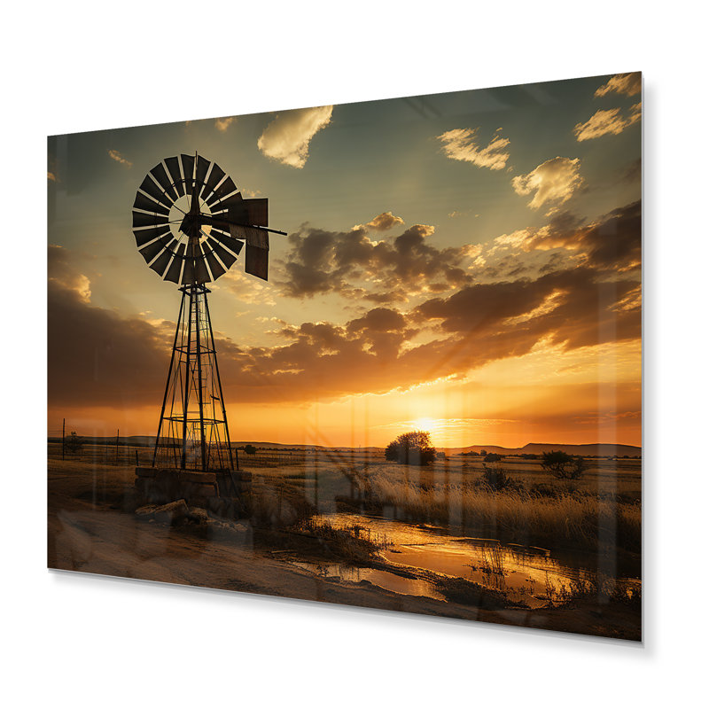 Texas Rustic Windmills - Impression de paysages sur métal, H 12 po x l 20 po