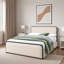 Lit moderne en métal avec tête de lit tapissier courbée et rangement sous le lit-115634698-115634697