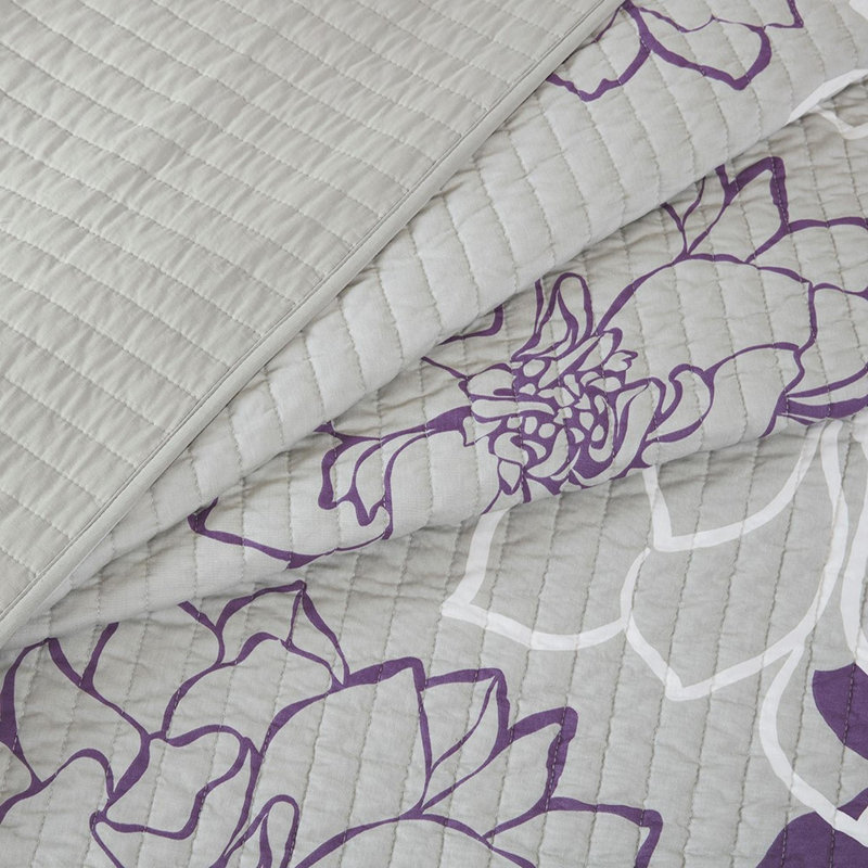 Ensemble de courtepointe en coton 6 pièces, Courtepointe double + 5 pièces supplémentaires, Mauve