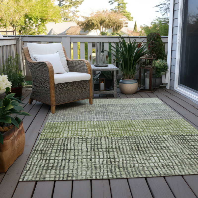 Tapis intérieur / extérieur Xhevrie lavable à la machine, Rectangle 10 pi x 14 pi
