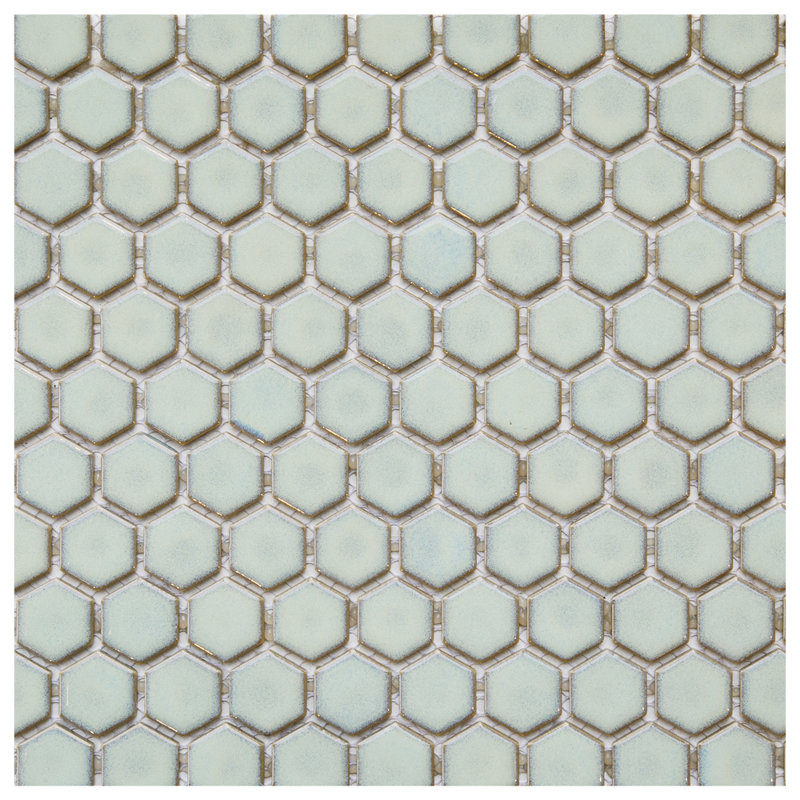 1" x 1" Ceramic Mosaic Sheet Wall Tile, Light Green