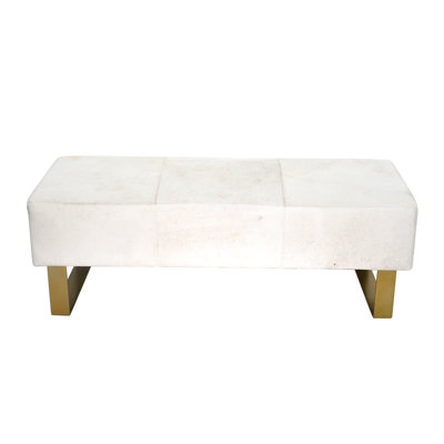 Modern Grey Cowhide Storage Bench