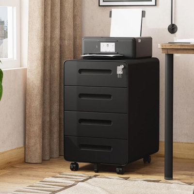 40 cm W 4 -Drawer Wheels / Casters included Mobile Steel Filing Cabinet