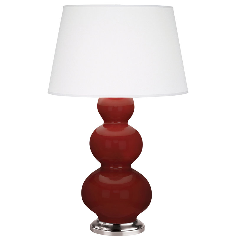 Triple Gourd Ceramic Table Lamp, Citron/Antique Silver, Antique Silver