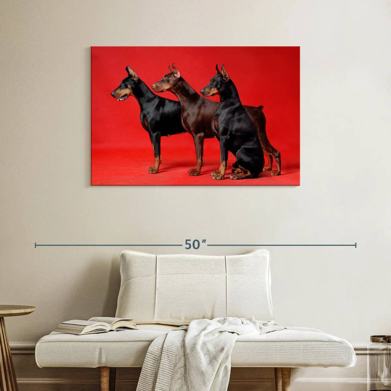 Doberman Trio, 26" H x 39" W
