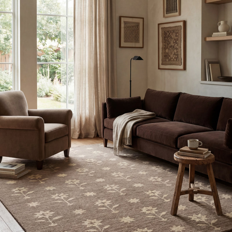 Ella Wool Area Rug, Brown, Rectangle 8'6" x 11'6"