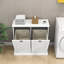Armoire de trieuse à linge blanche avec deux sections, peint, sacs en tissu amovibles, capacité de charge de 100 livres, armoire d'assemblage essentielle, enduit, sacs pour la lessive, assemblage simple, capacité-373679617