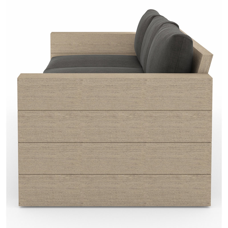 Tsubaki 96" Wide Patio Sofa, Washed Brown, Charcoal Polypropylene/Olefin