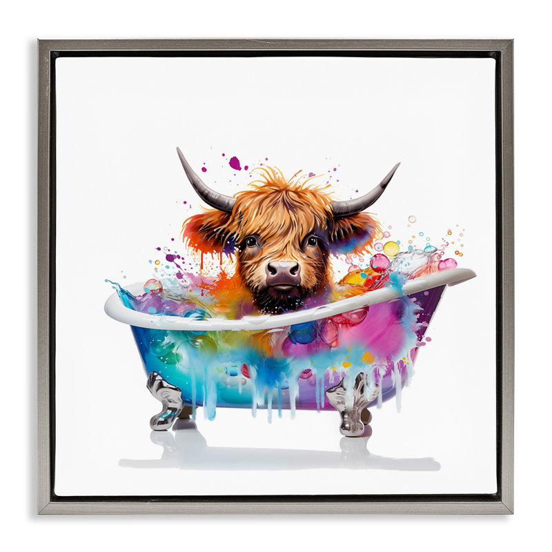 «Vivid Bath Time» par Mary Cunningham, H 18 po x l 18 po, Cadre flottant gris lustré