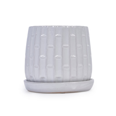 Ensemble de 2 pots de fleurs en céramique, jardinière moderne de 7 po pour patio, jardin, rebord de fenêtre - blanc