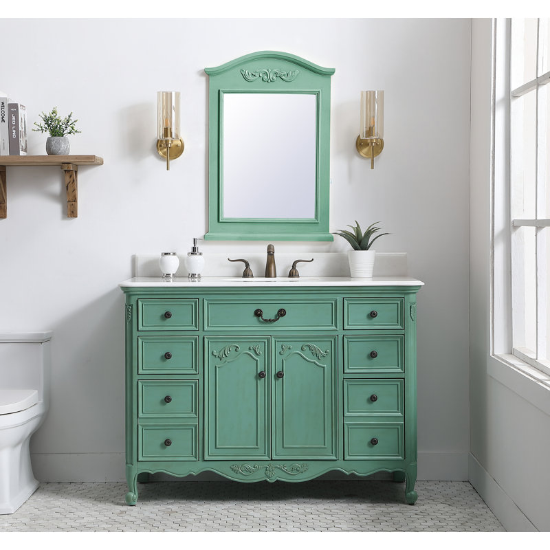 Ensemble de meuble-lavabo simple 48 po Angelique, Menthe rétro, Blanc Guangxi