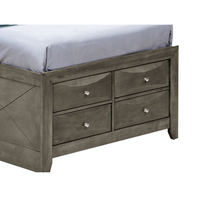 Lit contemporain élégant avec rangement, Lit simple, Gris