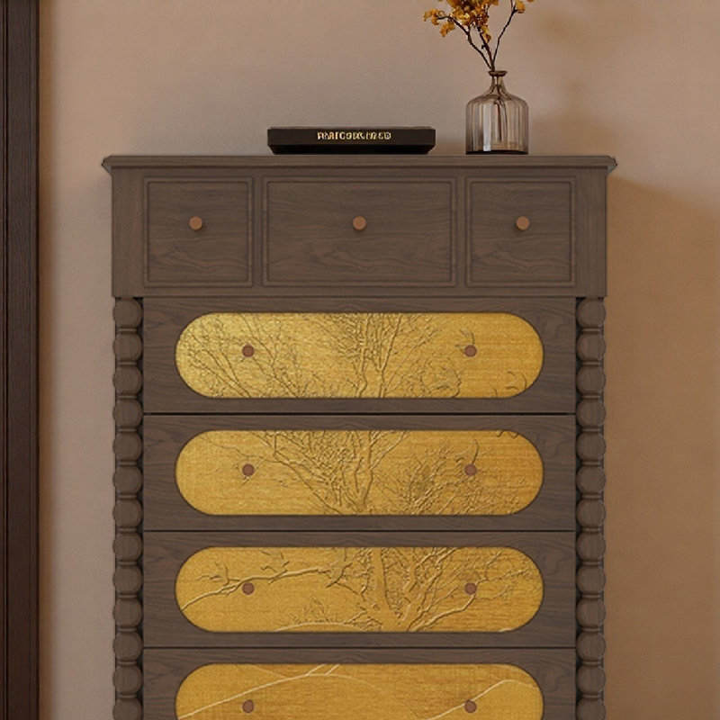 Commode en bois de pin American Vintage, Noyer