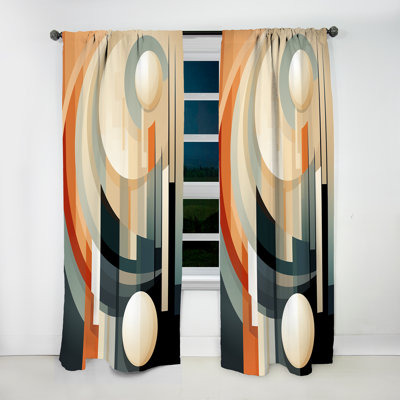 Akenside Vanilla Vectors Abstract Shapes I - Modern Curtain - Velvet Room Darkening - 1 Panel