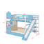 Lit superposé double au-dessus de double, lit superposé de style château avec 2 tiroirs et 3 tablettes, lit superposé en bois massif avec glissière et escalier de rangement-166395222