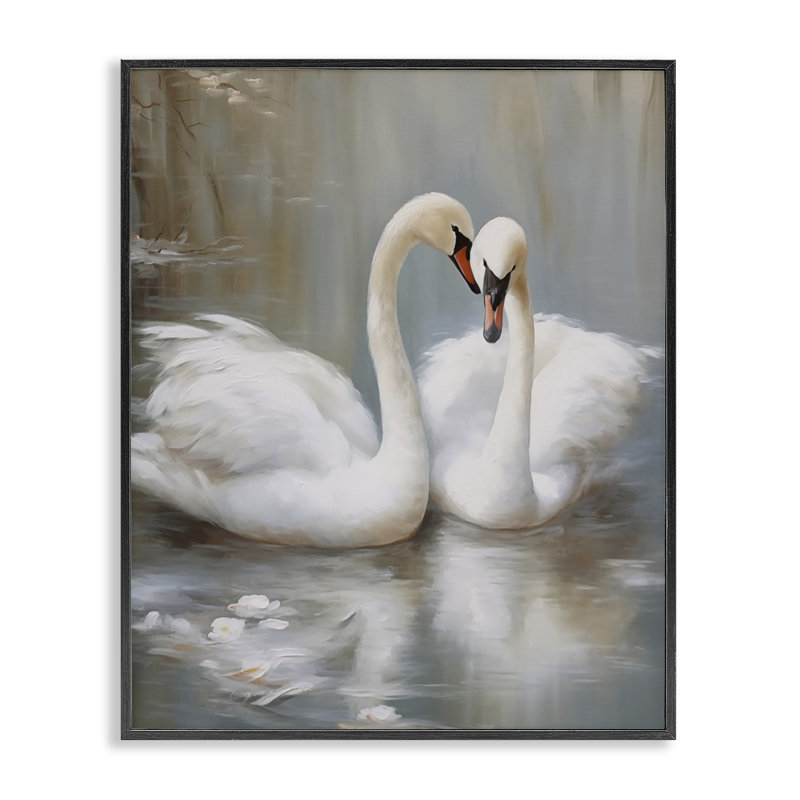 Embrasser des cygnes sur un étang, estampe numérique, design par Arlington Prints, H 14 po x l 11 po