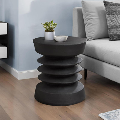 Accent Table, 25"H, Indoor Or Outdoor, Side Table, End, Bedroom, Living Room, Nightstand, Round, Black, Contemporary, Modern