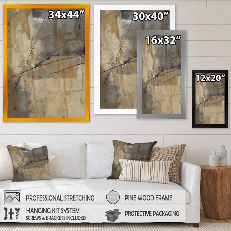 «Geometric Cream Block I», reproduction sur toile encadrée, H 20 po x l 12 po x P 1po, Cadre noir